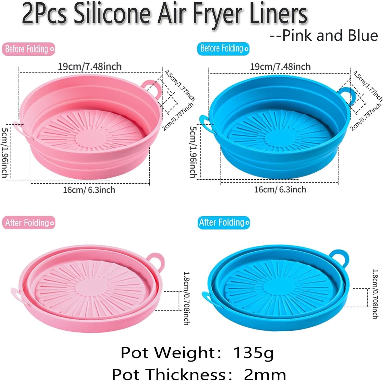 LYHOLKEER Silicone Air Fryer Liners, 4pcs Air Fryer Silicone Reusable Liners Square,Food Safe Air Fryers Oven Accessories,Replacement of