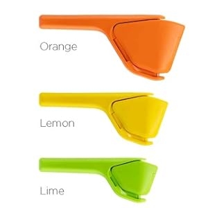 Dreamfarm Fluicer Fold Flat Juicer Comes in sizes 11" Orange, 10" Lemon, and 9" Lime.