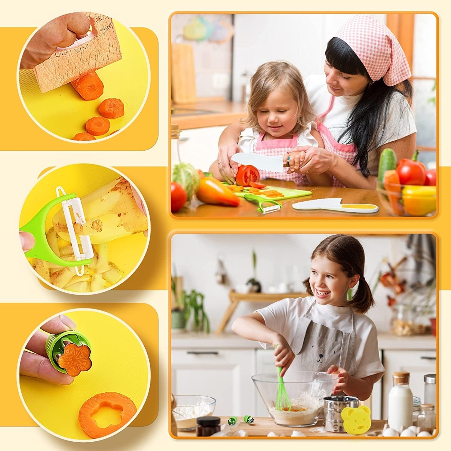 Kids Chef Knife Set with Peeler Yellow