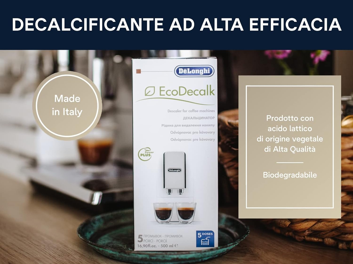De'Longhi EcoDecalk Descaling Solution DLSC500 - For All Coffee Machin