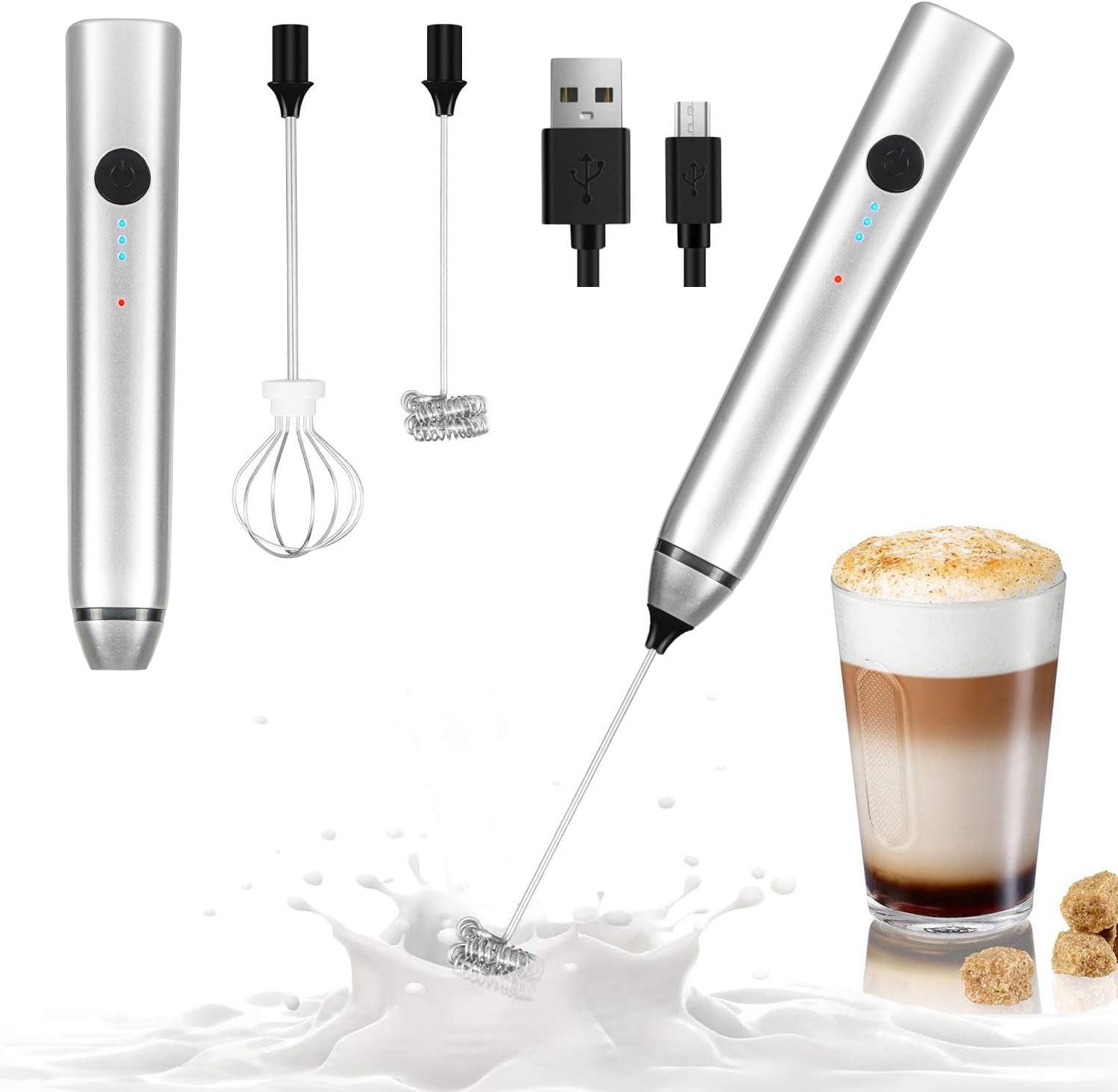 Milk Coffee Frother Electric, Handheld Foam Maker Milk Coffee Whisk Foamer  Blender, Drink Mixer Frothing Frother Wand for Coffee, Chocolate, Latte
