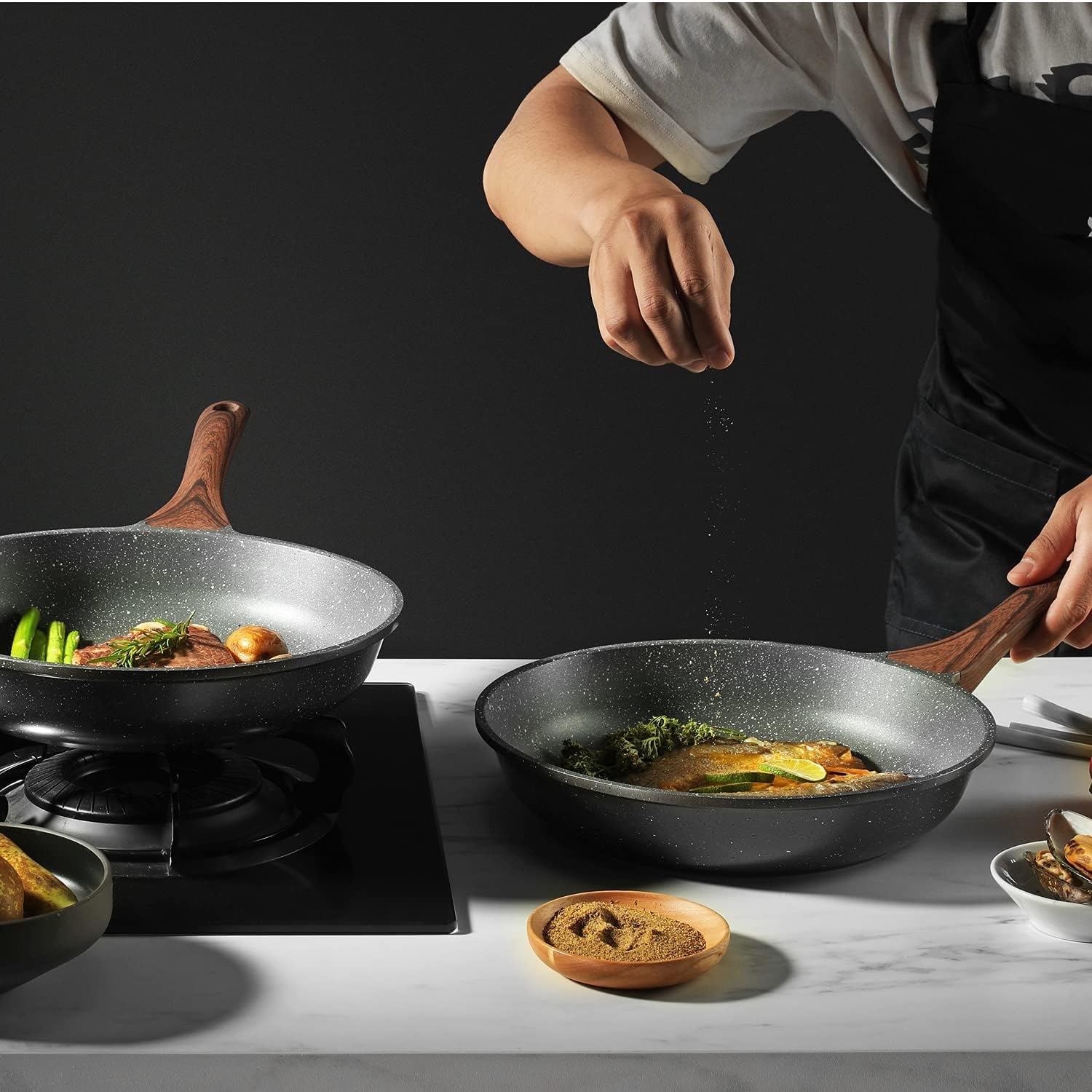  SENSARTE Nonstick Frying Pan Skillet, Swiss Granite Coating  Omelette Pan, Healthy Stone Cookware Chefs Pan, PFOA Free
