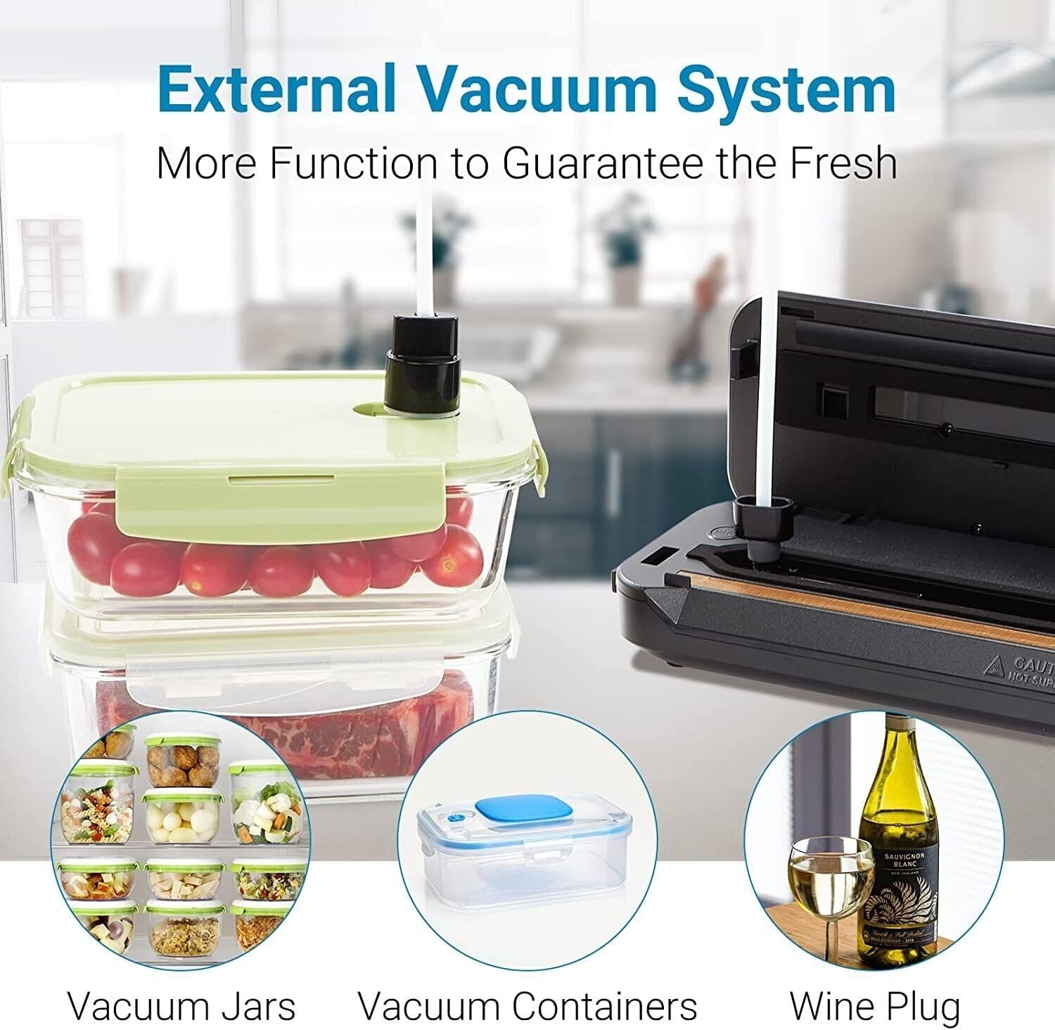 2in1 Electric Vacuum Sealer for Food Storage, Home Automatic Packing Sealing  Machine
