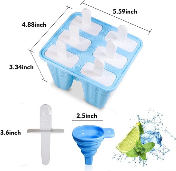 Popsicles Molds, 6 Cavities Bpa Free Silicone Popsicle Molds