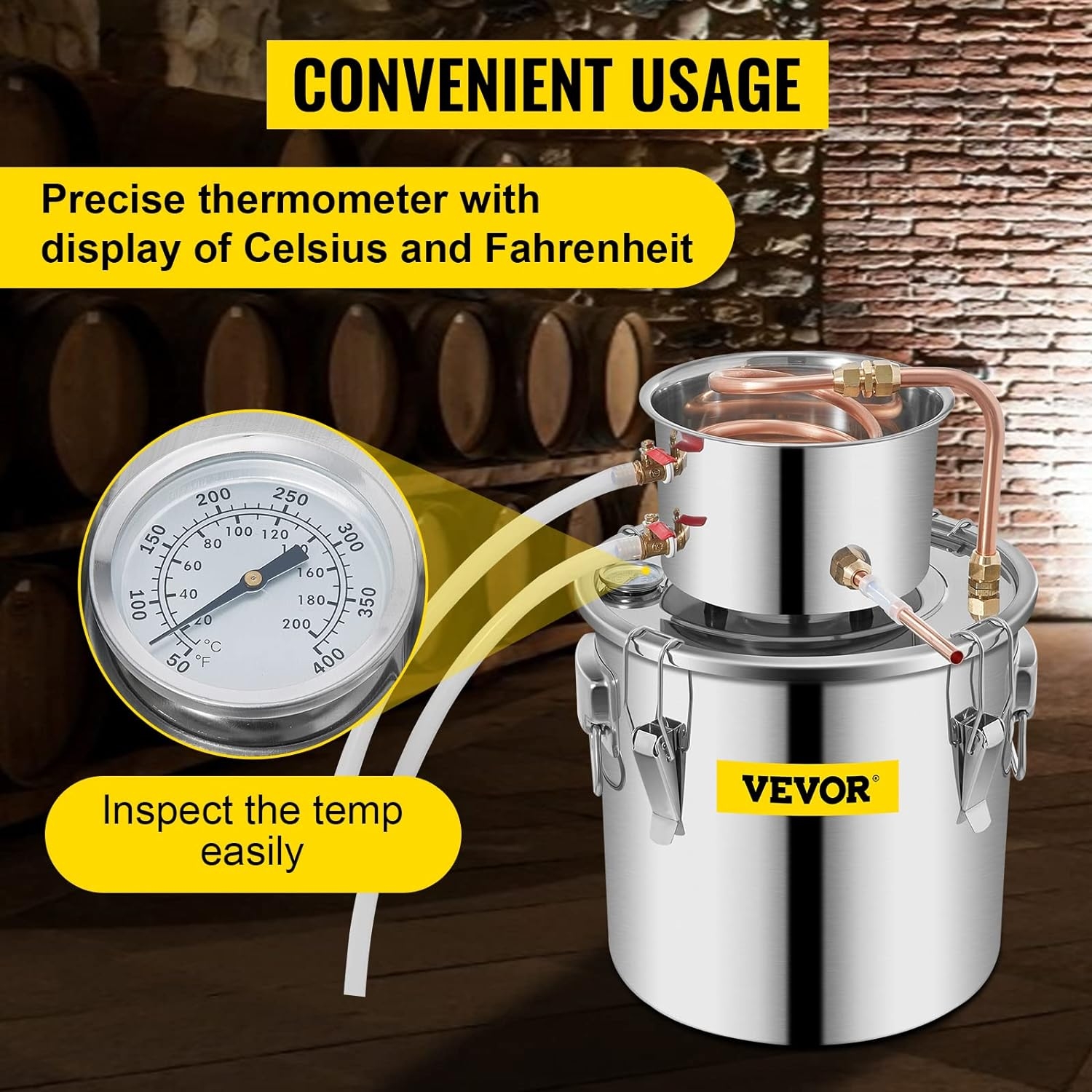 thumbnail image 2 of 3Gal/12L Alcohol Still – 3-Pot Home Distiller Kit, Stainless Steel & Copper, Silver 2 of 5