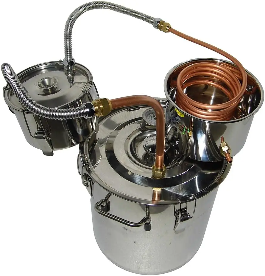 OLizee 8 Gal Stainless Steel Water Alcohol Distiller Copper Tube