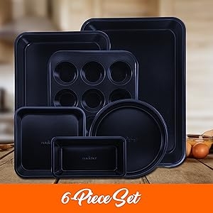 NutriChef Kitchen Oven Pans;Carbon Steel;Non-Stick Blue Diamond Coating Inside:Outside Bake Tray