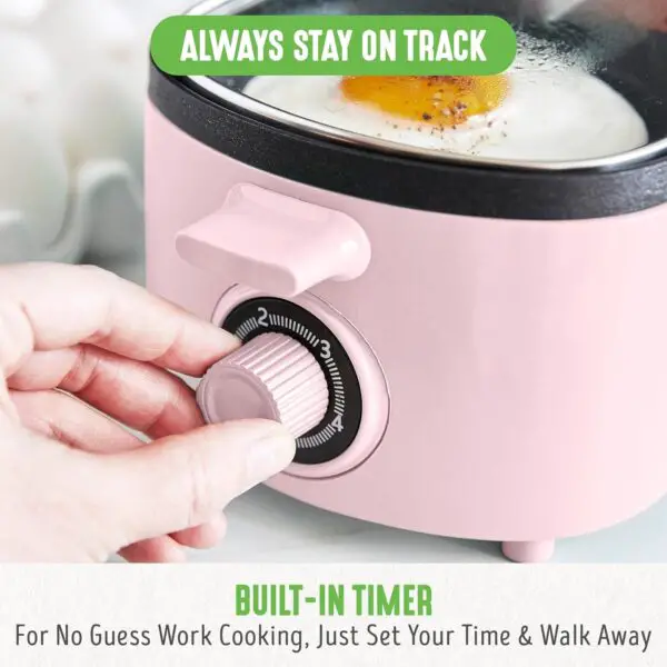 GreenLife 3-in-1 Breakfast Maker Station, Healthy Ceramic Nonstick Dual Griddles for Eggs Meat and Pancakes, 2 Slice Toast Drawer, Easy-to-use Timer, Pink - Image 10