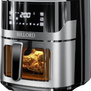 Billord Air Fryer, 6.5L Airfryer Oven Healthy Cooking, Large Air Fryer Stainless with Non-stick Frying Pot, 8in1 Multi-Food Quick & Easy Meal Oiless Cooker with LCD Digital Touch Sceen, Temp 80-200℃