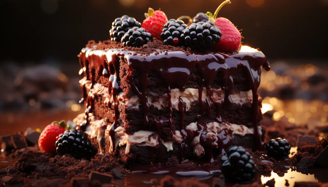 1 Pan Choc-Raspberry Brownie Close Up Image