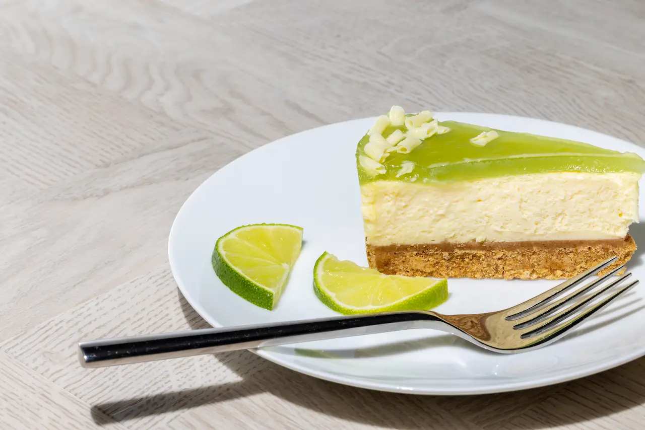 15 Minute Citrus Cheesecake on a White Plate