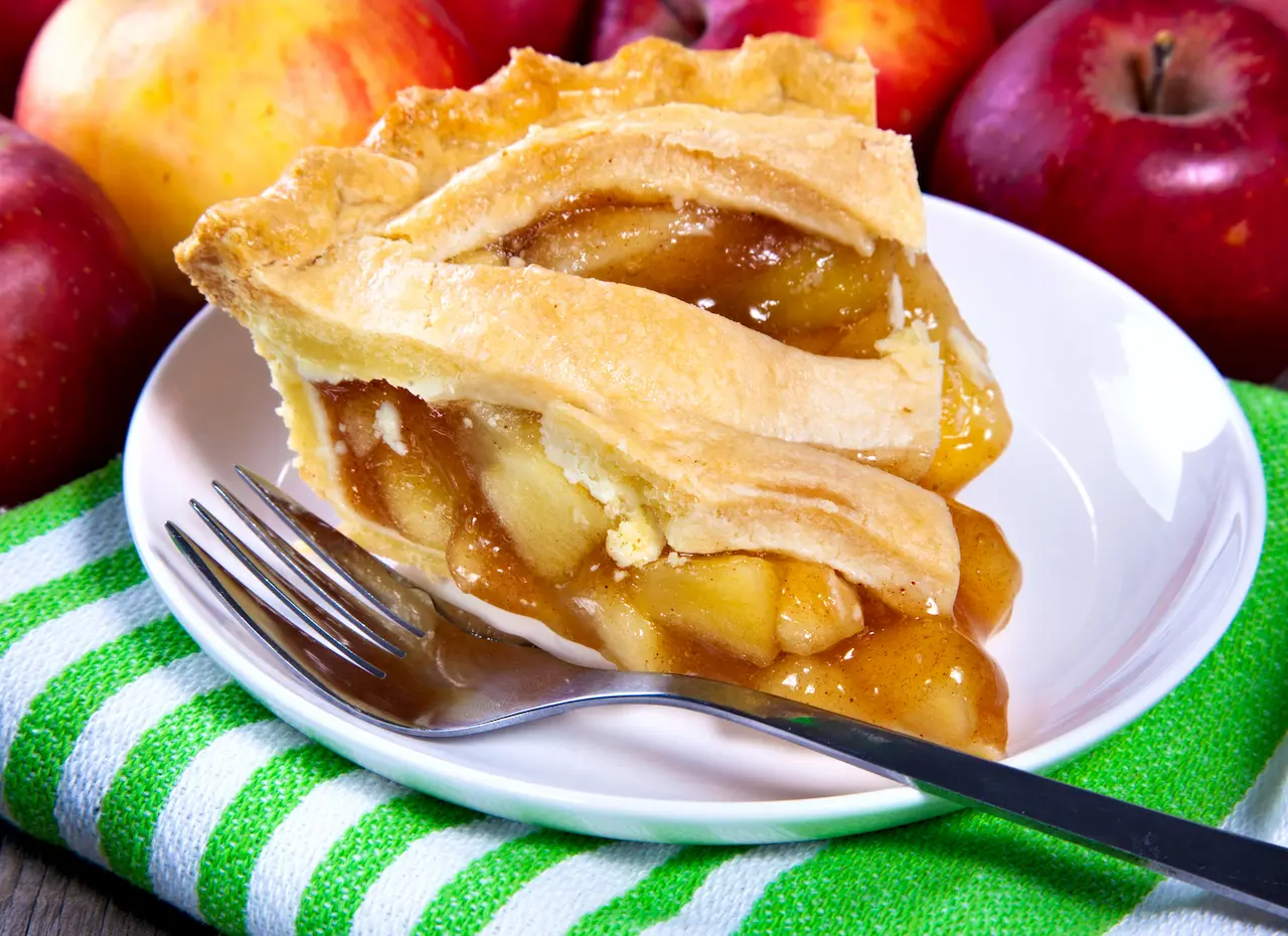 White Plate with Apple Slice Next to Fork