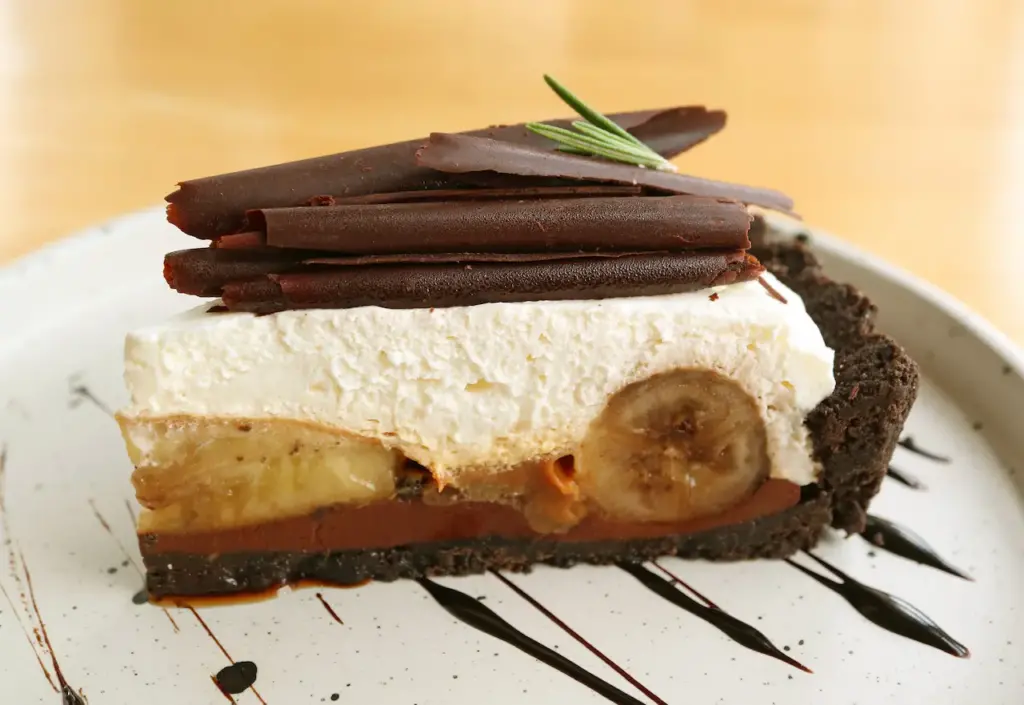 Banoffee Pie on White Plate