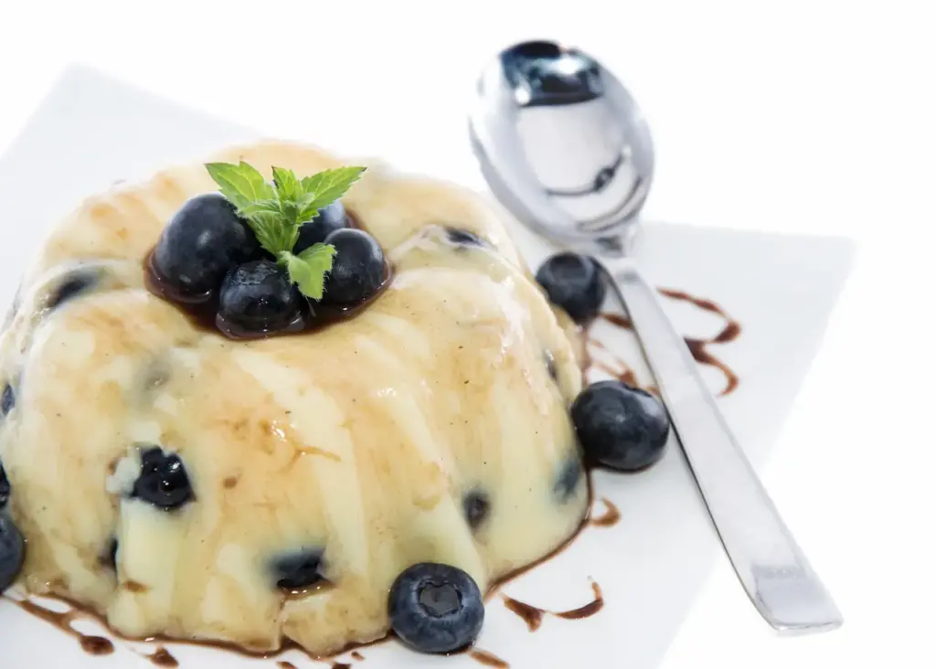 Blueberry Pudding Isolated on White Background 