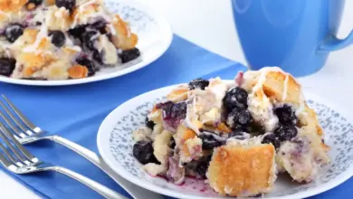 Brioche & Blueberry Pudding in the Plate