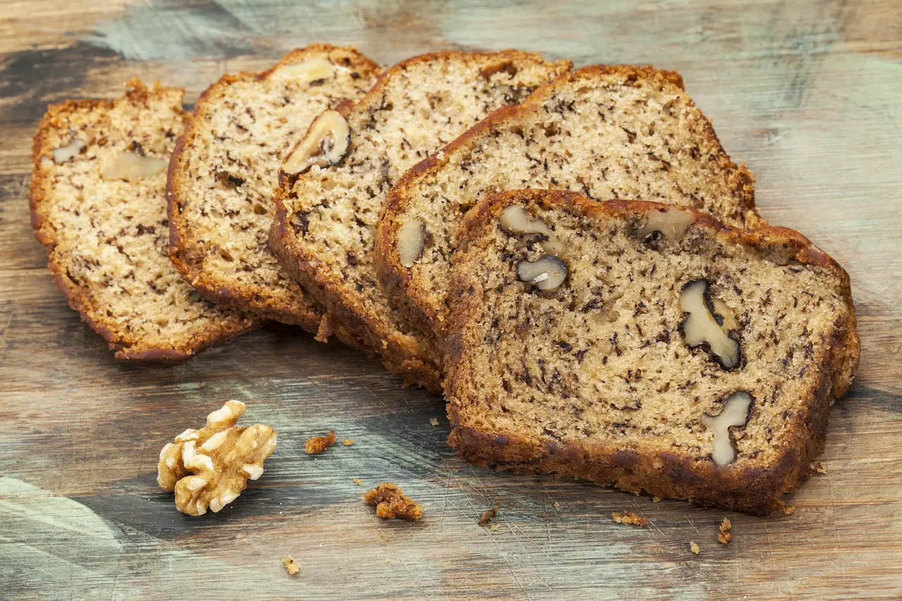 Chai Spice Banana Bread on a Wooden Board