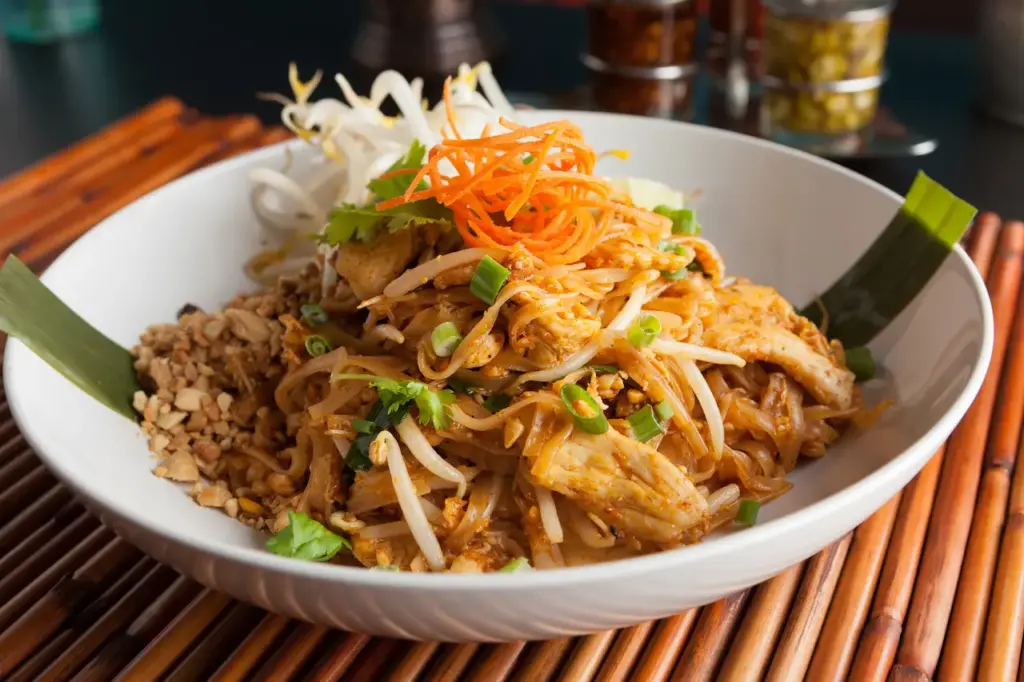 Chicken Pad Thai Dish of Stir Fried Rice 