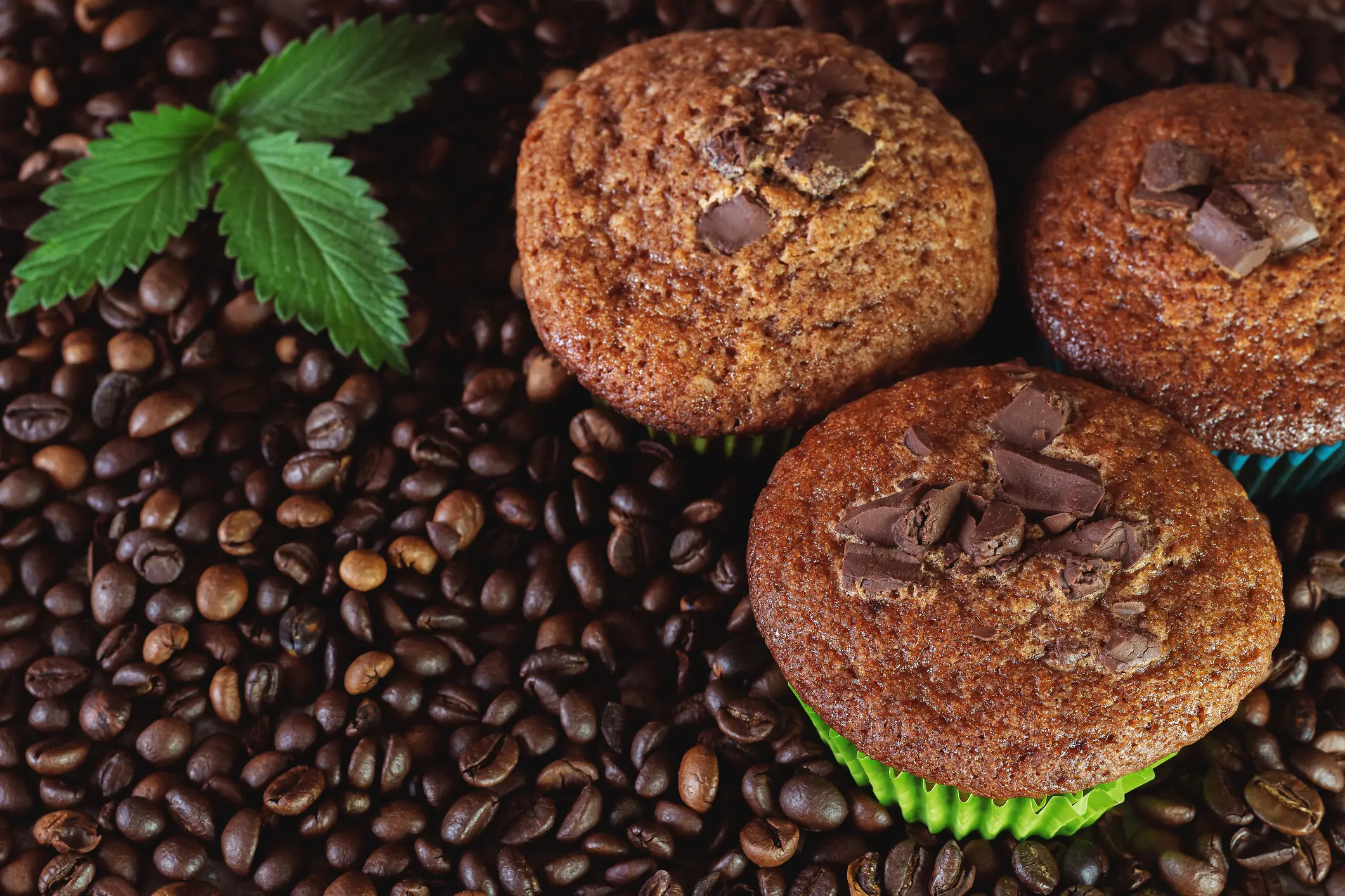Coffee Chocolate Friands On The Top of Coffee Beans