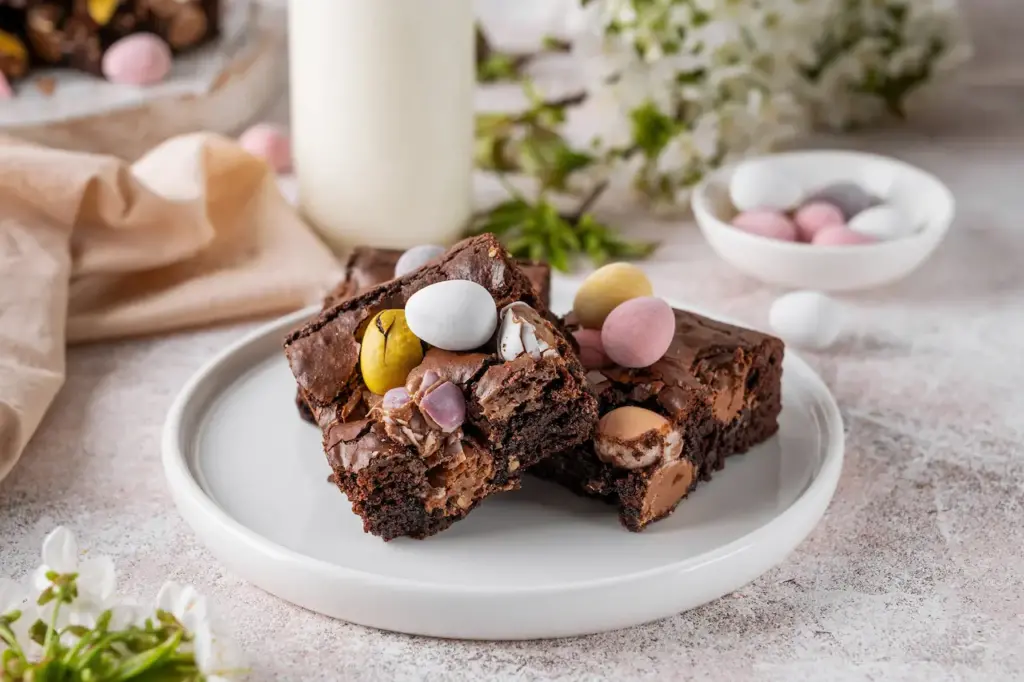 An Easter Egg Brownie in the Plate