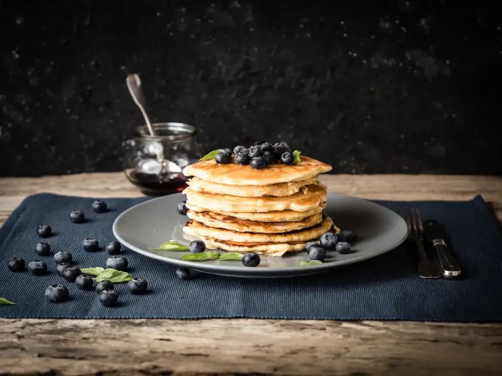 Fluffy Pancakes with Blueberry Topping 
