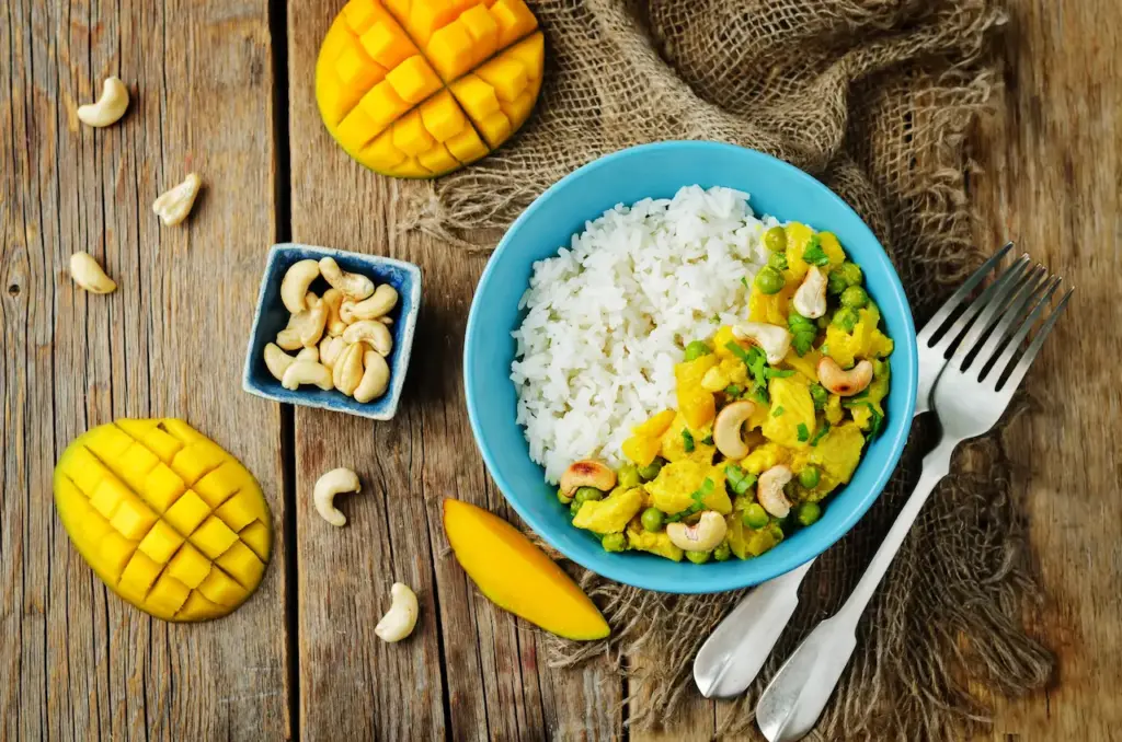 Indian Style Mango Chicken Curry with Rice