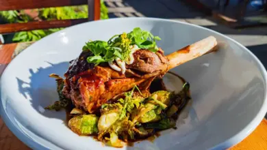 White Plate Filled with Italian-Style Lamb Shanks