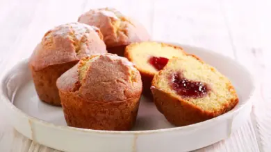 Jam Donut Muffins On A White Plate