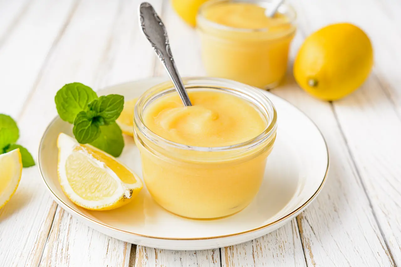 Homemade Lemon Curd in Clear Jar