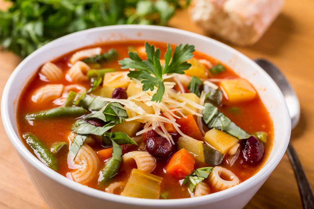 Minestrone Soup on a Bowl
