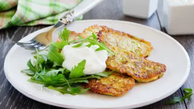 Minty Zucchini Fritters with White Sauce