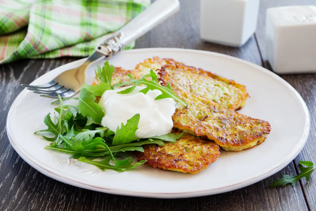 Minty Zucchini Fritters with White Sauce