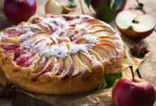 Mix and Bake Moist Apple Cake On Table Wood