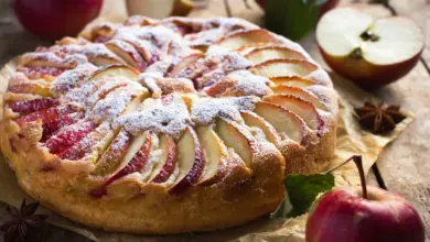 Mix and Bake Moist Apple Cake On Table Wood
