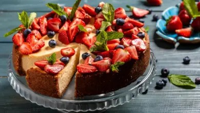 Mixed Berry and Ricotta Cake On A Glass