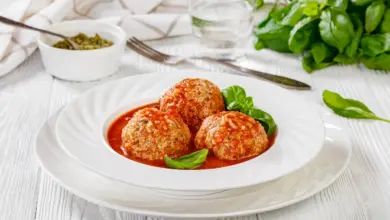 White Plate Filled With Porcupine Meatballs