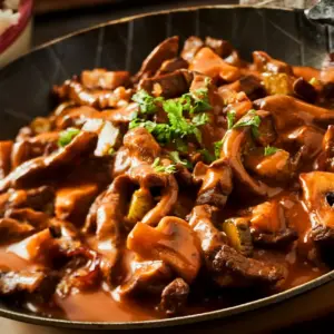 Pan Filled With Pressure Cooker Beef Stroganoff