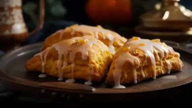 Pumpkin Scones With Glaze On Top