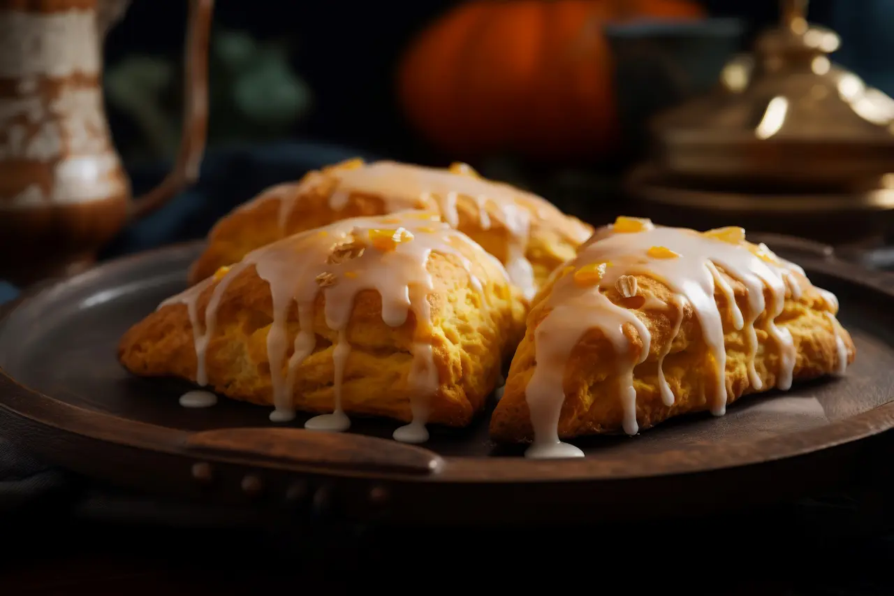 Pumpkin Scones With Glaze On Top