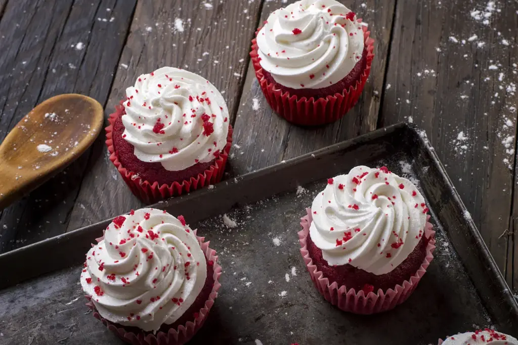 Red Velvet Cupcakes in a Baking Tray 