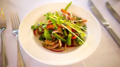 White Plate Filled with Thai Beef Salad
