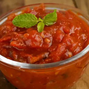 A Tomato Chutney top with Parsley