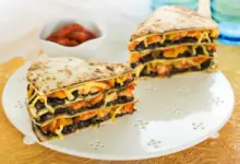 Tortilla Stack with Fresh Tomato Salsa With Red Sauce