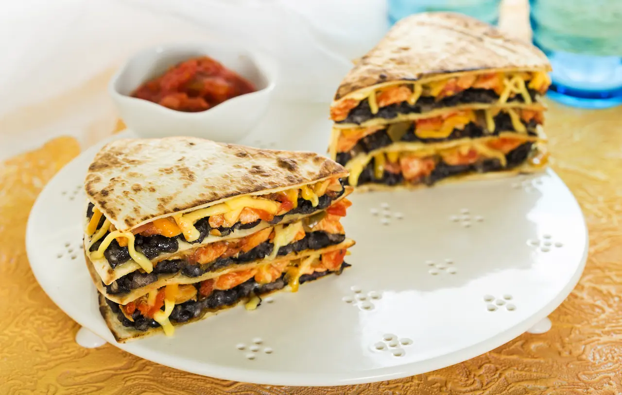 Tortilla Stack with Fresh Tomato Salsa With Red Sauce