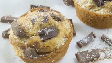 White Chocolate & Coconut Muffins On A White Plate