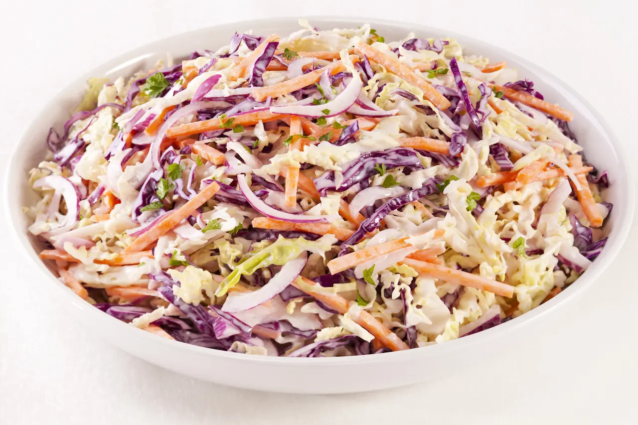 Best Ever Coleslaw on a White Salad