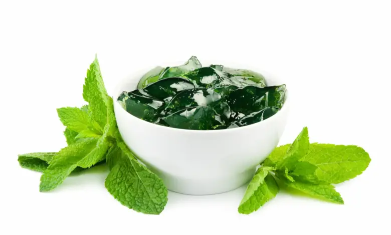 White Bowl Filled with Mint Jelly