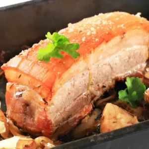 Roasted Pork Belly With Garlic And Onion
