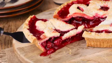 Cherry Pie on a Wooden Plate