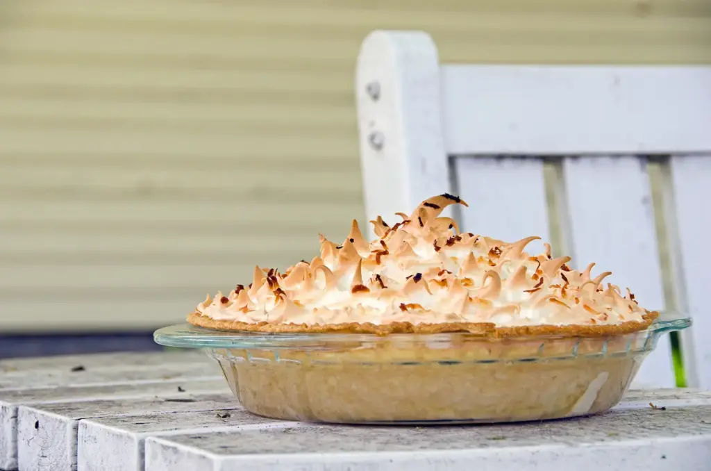 Coconut Cream Pie on a Table 