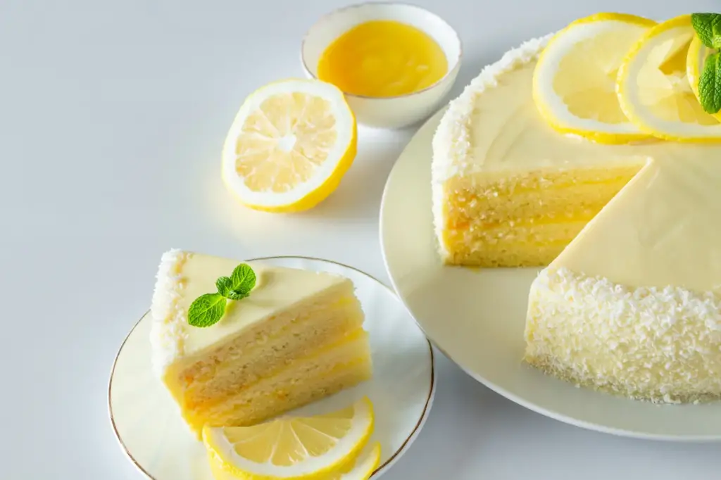 Lemon Coconut Cake Slice